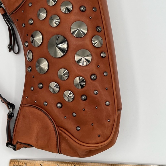 Cole Haan Bronze Brown Leather Shoulder Bag with Studded Detail - Picture 12 of 13
